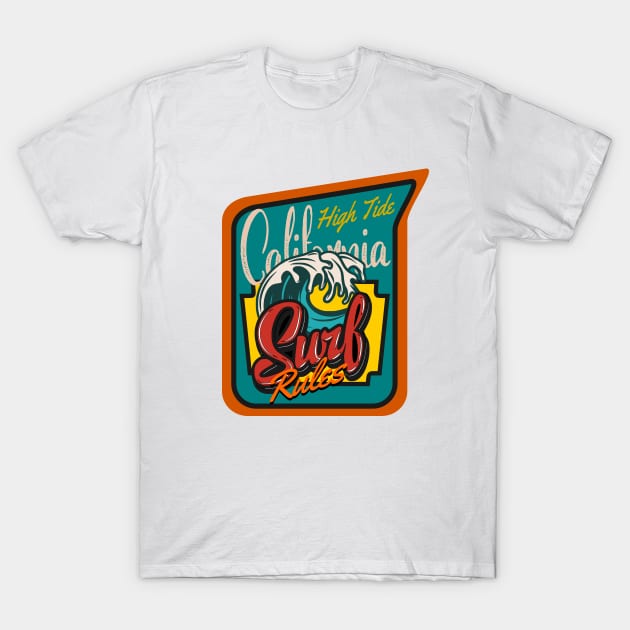 California Surf Rules High Tide T-Shirt by SpaceWiz95